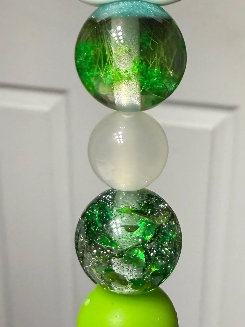 Green Beaded Pickle Jar Pen